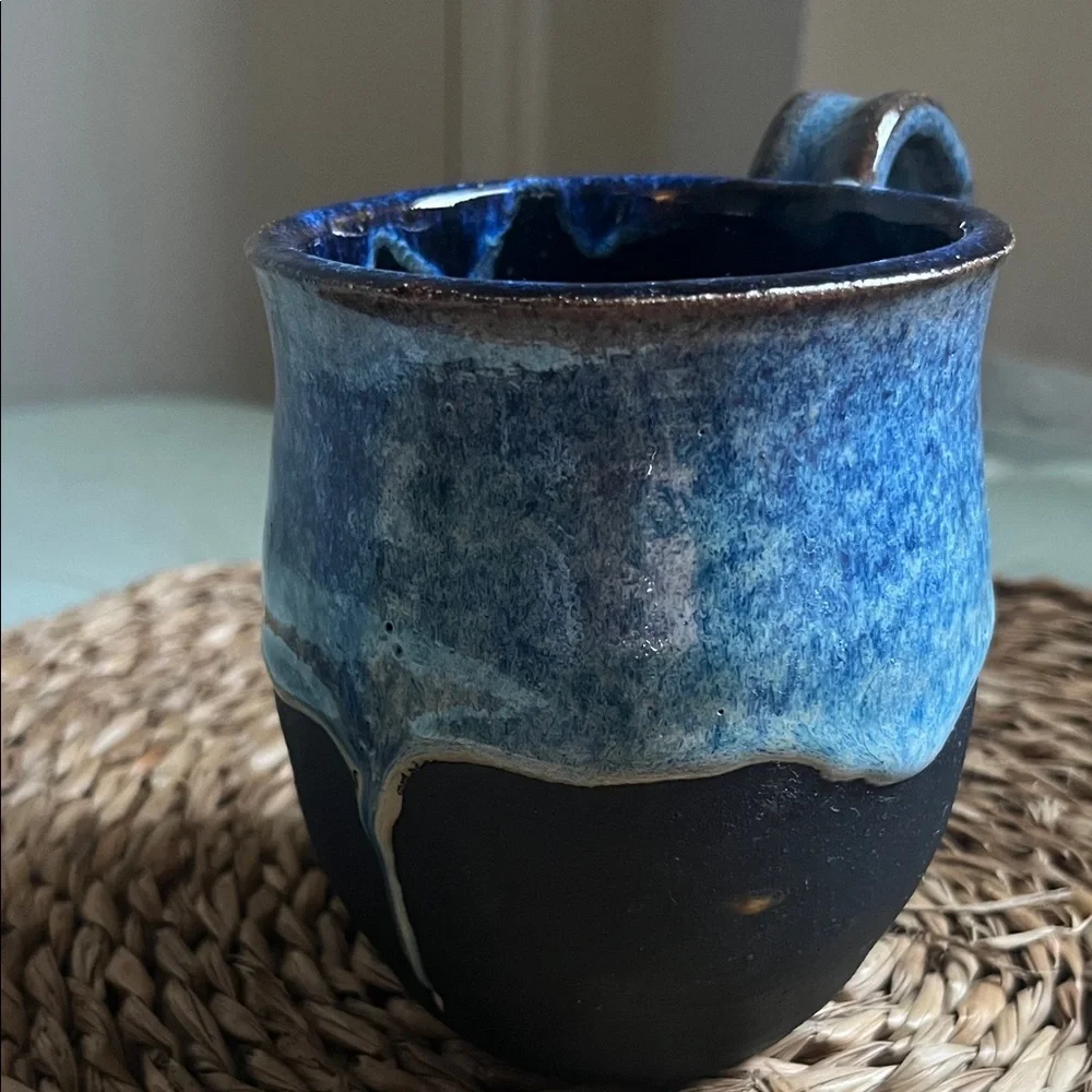 Artisan Blue and Black Ceramic Mug - Picture 5 of 11